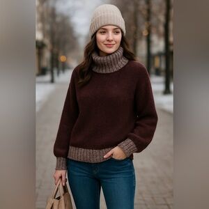 Nine West Burgundy Turtleneck Sweater